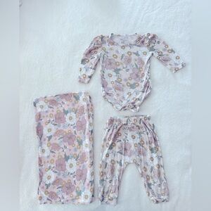 Milkbarn pj set w/ blanket and bow 6-9 months